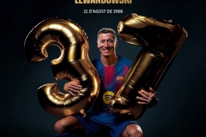 leyu体育app-巴萨祝莱万37岁生日快乐，加盟以来出战147场101球20助+斩获5冠